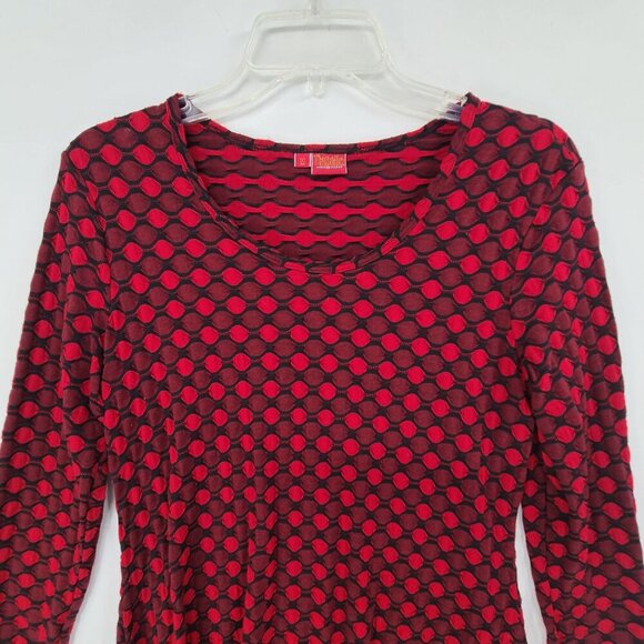 Tianello Women's Asbury Long Sleeve Pullover Tunic Red Black Size M - Picture 3 of 7